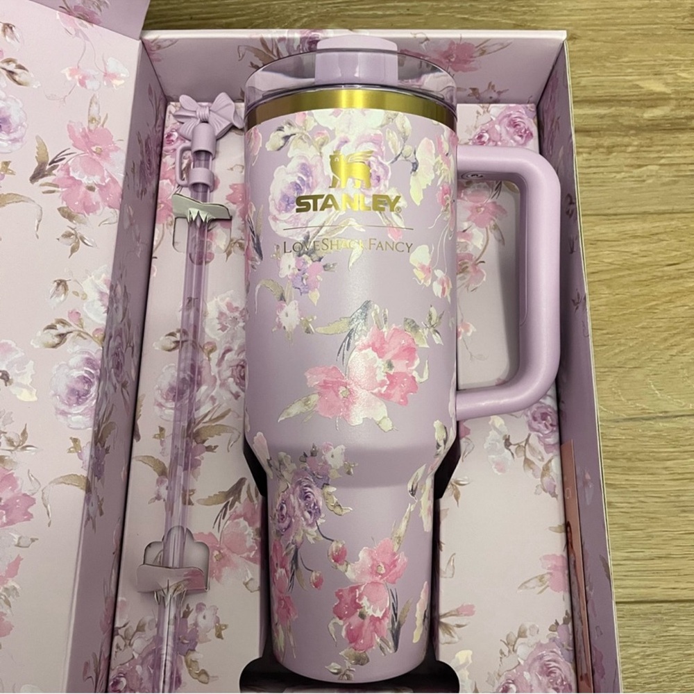 Stanley Pink Floral Tumbler with Straw